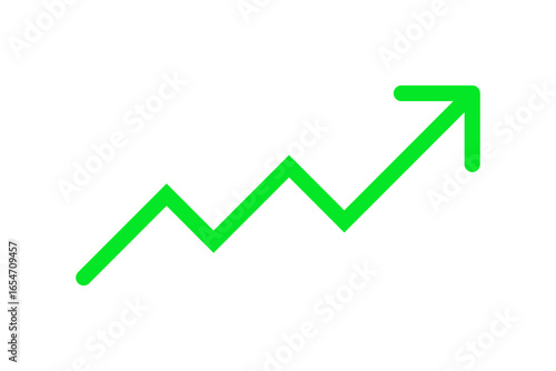 Upward moving arrow vector icon with transparent background