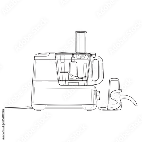 Food processor line art illustration on white background