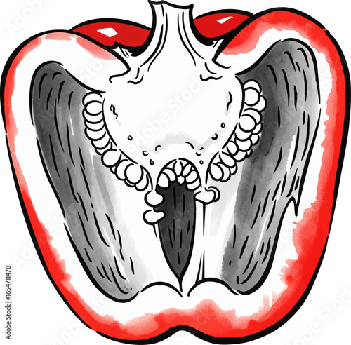 A Cross-Section of a Red Bell Pepper