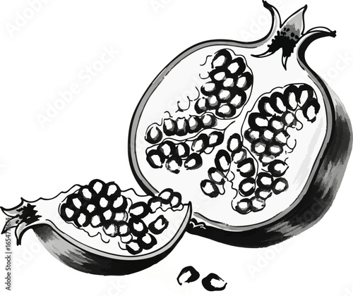 A Halved Pomegranate with Spilling Seeds