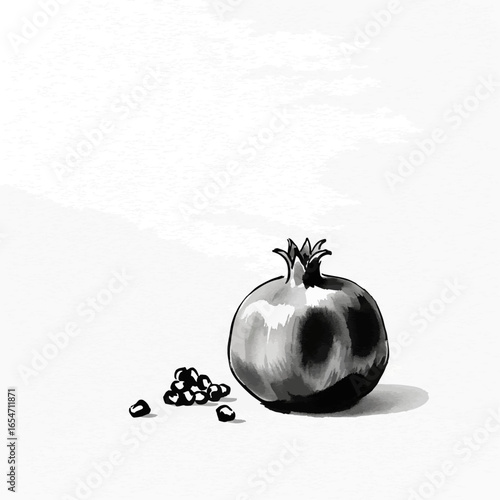 A Pomegranate and Scattered Seeds