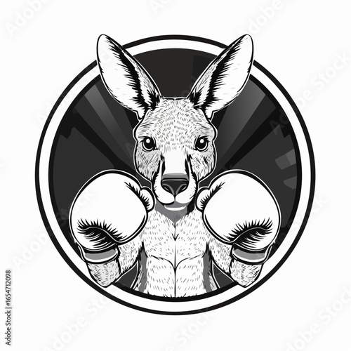 Boxing Kangaroo Ready for Battle, Gloved and Strong in the Ring in Vector Illustration
