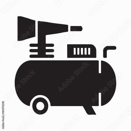 Black silhouette icon of a portable air compressor