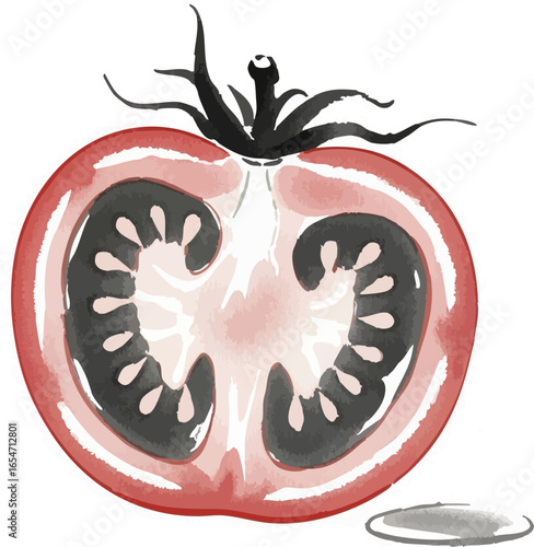 A Sliced, Juicy Tomato