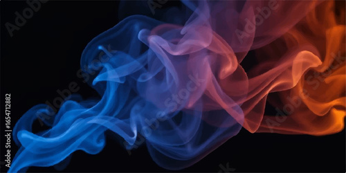 Purple and blue smoke swirls in a flowing, smooth motion on a black background, creating an ethereal and artistic pattern