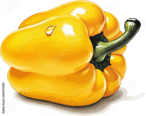 A Yellow Bell Pepper with a Water Drop
