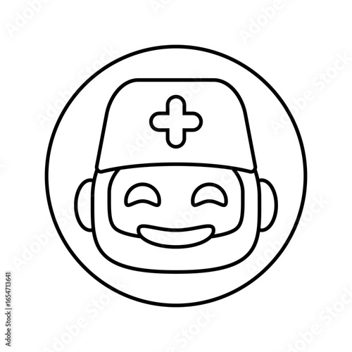 ai doctor assistant healthcare innovation line icon vector illustration