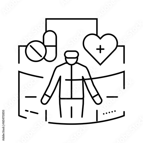 virtual reality therapy healthcare innovation line icon vector illustration