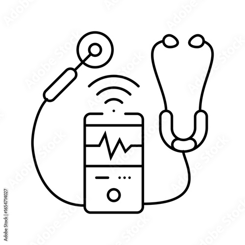 electronic stethoscope healthcare innovation line icon vector illustration