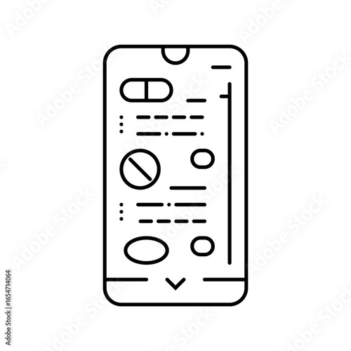 medication management app healthcare innovation line icon vector illustration