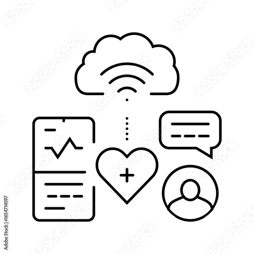 remote patient monitoring healthcare innovation line icon vector illustration