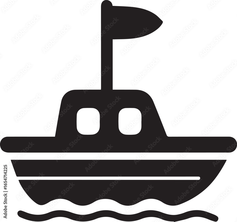 Obraz premium Creative silhouette style vector minimal toy boat logo design, simple nautical icon illustration, modern black ship emblem for kids brand, education, entertainment, playful business identity, and uniq