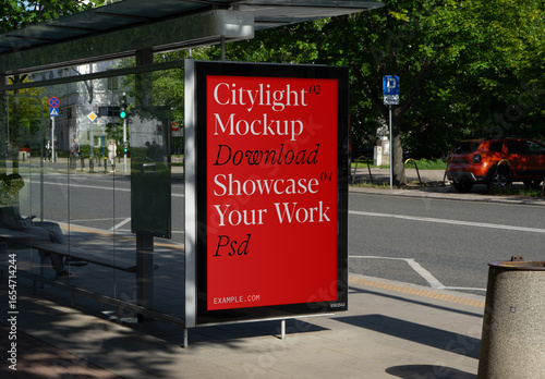 Bus Stop Poster Cityligh Mockup