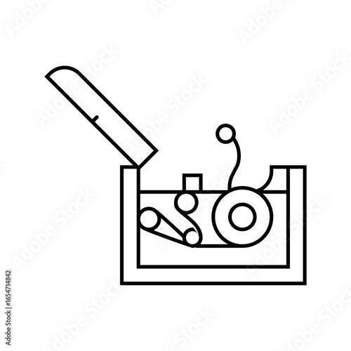 cotton gin industry line icon vector illustration