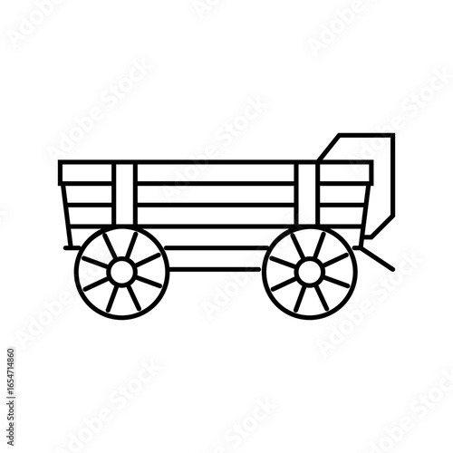 horse drawn cart industry line icon vector illustration