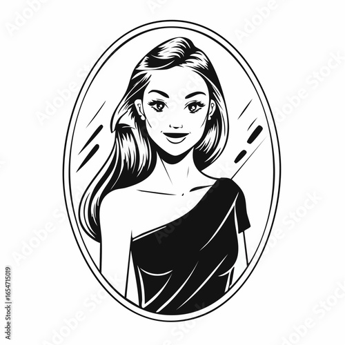 Confident Girl Posing in the Mirror, Capturing a Stylish Moment Full of Self-expression