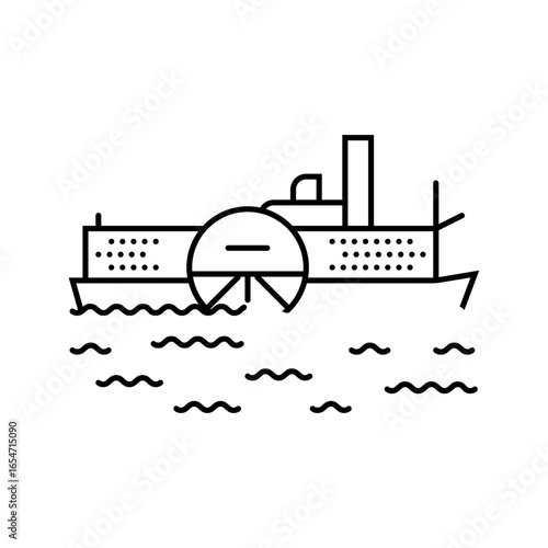 steam boat industry line icon vector illustration