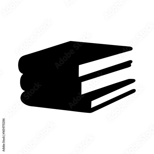 Simple black and white illustration of a stack of three books