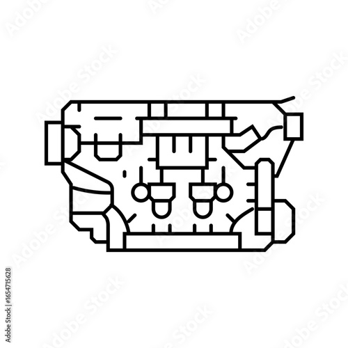 internal combustion engine industry line icon vector illustration