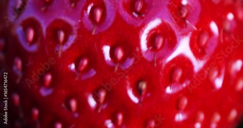Strawberry berry is approaching in close-up