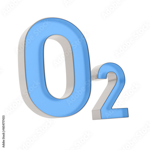 Oxygen formula on white background. Isolated 3D illustration