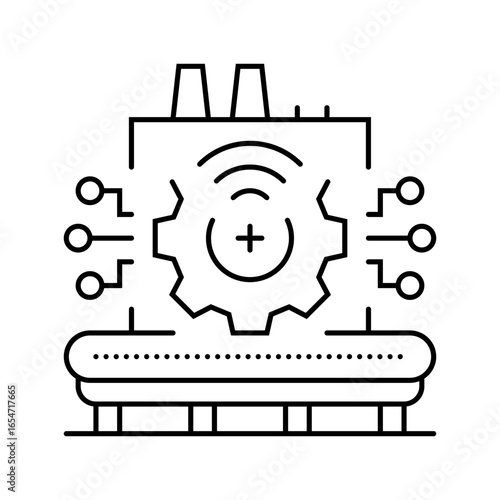 smart factory industry line icon vector illustration