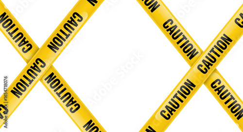 Caution Tape in Abstract: A visually striking composition of yellow caution tape forms an abstract cross pattern, the bold black lettering emphasizing a warning or restriction.