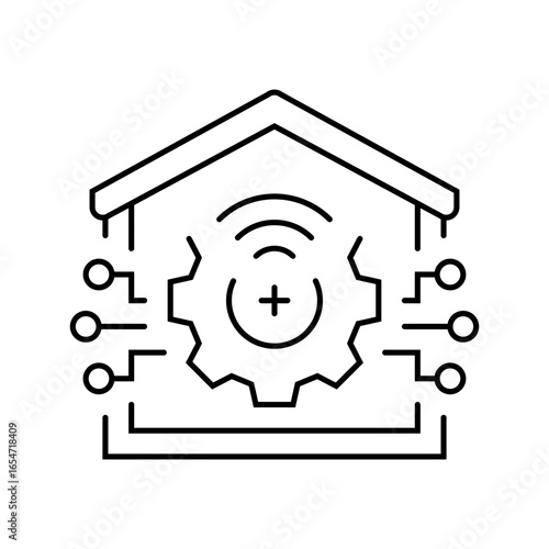 smart home automation industry line icon vector illustration