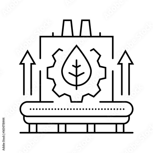sustainable manufacturing industry line icon vector illustration