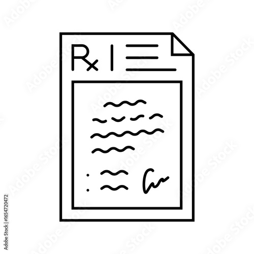 prescription pad with custom medicine line icon vector illustration