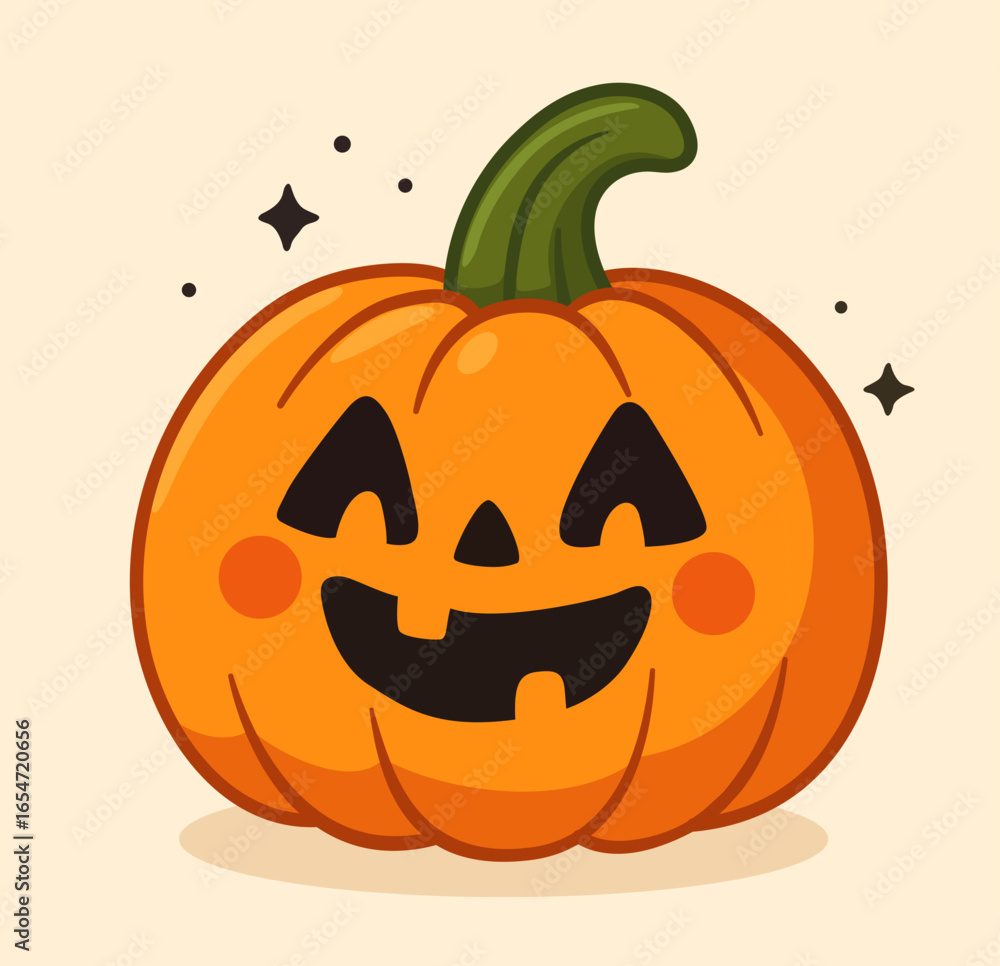 Cartoon Halloween carved pumpkin with smiling face. Vector illustration Cartoon Halloween carved pumpkin with smiling face. Vector illustration