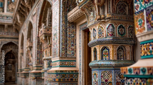 Ornate building facade with mosaic tiles