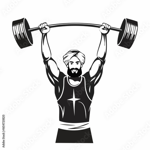 Strong man lifting weight vector illustration design  Vector Image on white background.