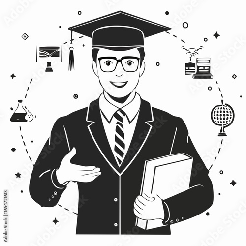 University Professor Vectors and Illustration on white background.