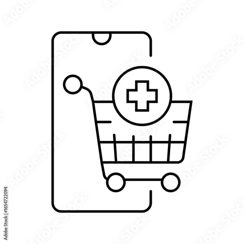 virtual shopping cart augmented reality line icon vector illustration