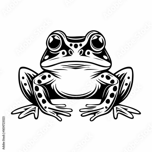 Frog Front View Stock Vectors and Vector Art on white background.