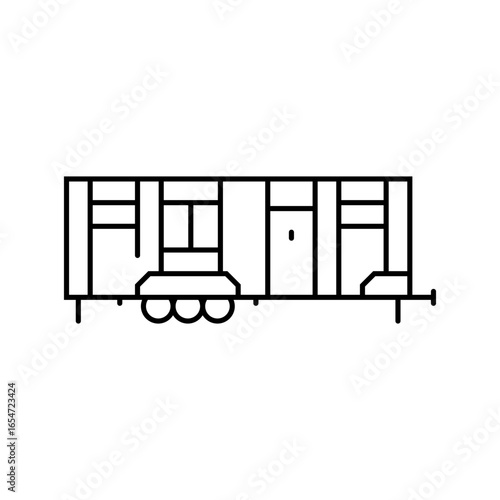 wheels mobile home line icon vector illustration