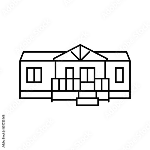 porch steps mobile home line icon vector illustration