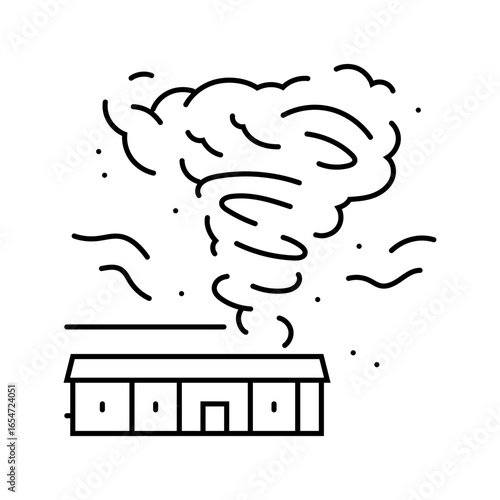 tornado mobile home line icon vector illustration