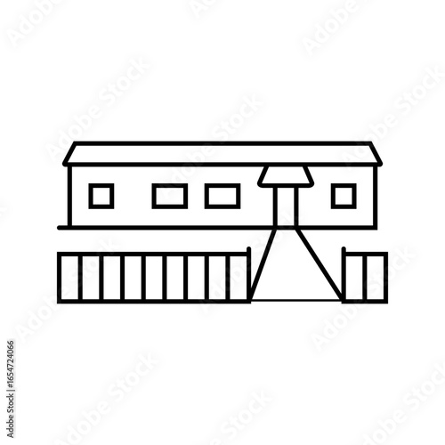 small fence mobile home line icon vector illustration