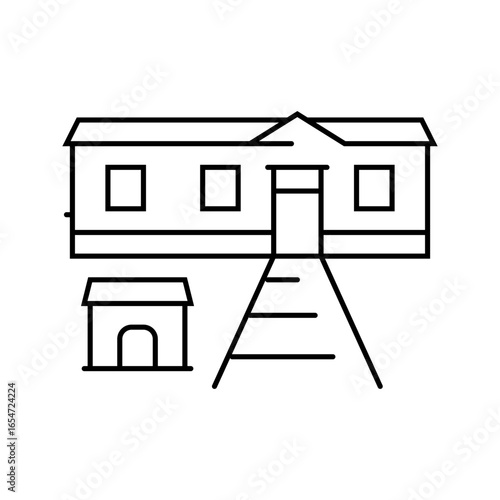 doghouse mobile home line icon vector illustration
