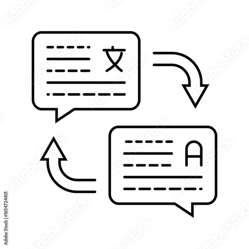 language translation nlp line icon vector illustration