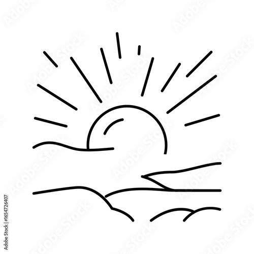 sun rising slow living line icon vector illustration