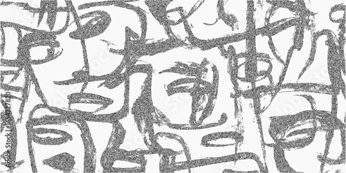 Face silhouette background. Grainy silhouette with blotchy threshold effect, soft grit pattern and scattered spray texture. Faint ink scratches and stipple.