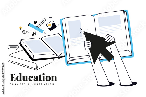 Online education illustration. Vector creative concept for web banner, social media, business presentation, marketing material. 