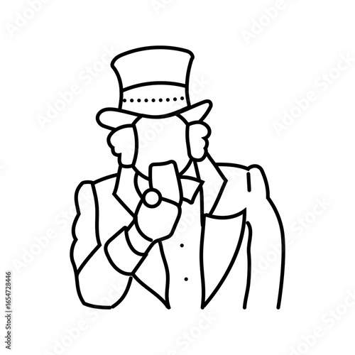 uncle sam pointing pose line icon vector illustration