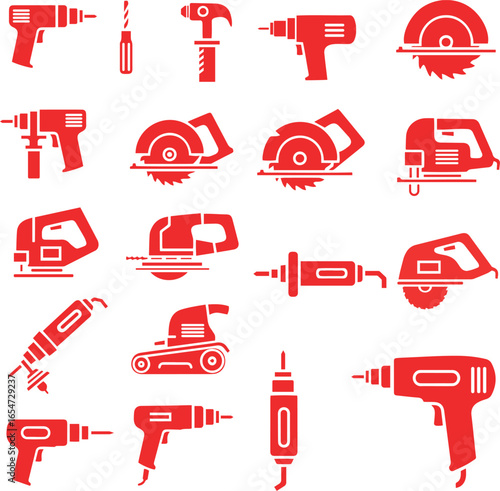 Silhouette Power Tools Vector Icon Set