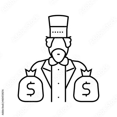 uncle sam sack of money line icon vector illustration
