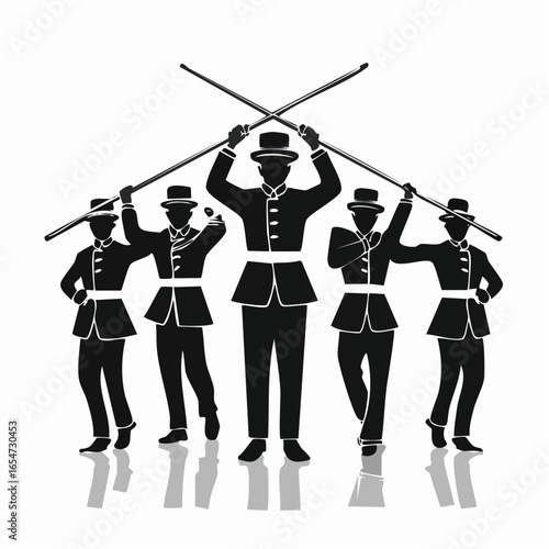 Marching Band Vector Images. Silhouette Marching Band Vector Images isolated on white background.