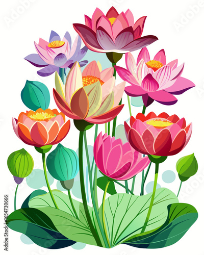 More  Lotus flower ,white background